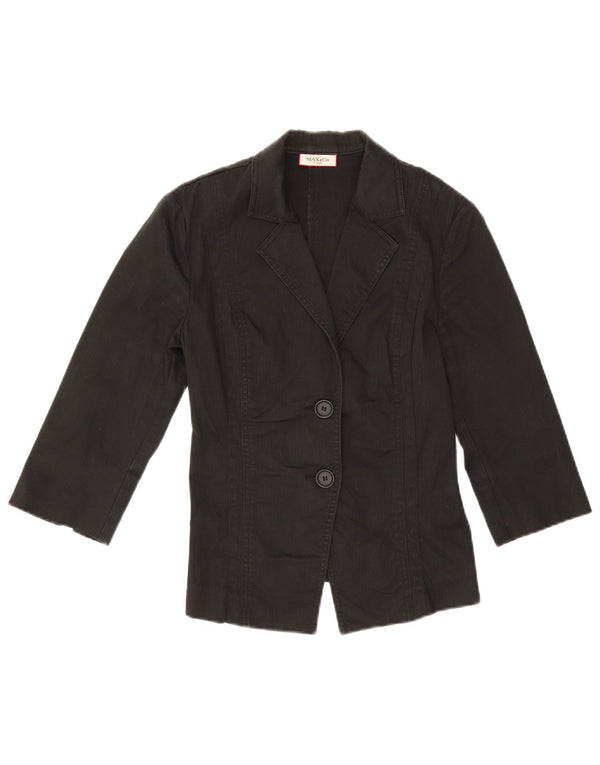 Max & Co. Damen-Blazerjacke mit 2 Knöpfen und 3/4-Ärmeln, UK 6 XS, schwarze Baumwolle