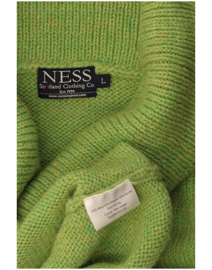 Ness Rollkragenpullover für Damen, UK 14, Größe L, grüne Wolle