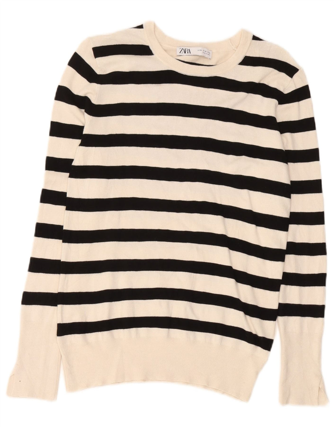 Zara Damen Bluse Top UK 18 XL Weiß gestreift