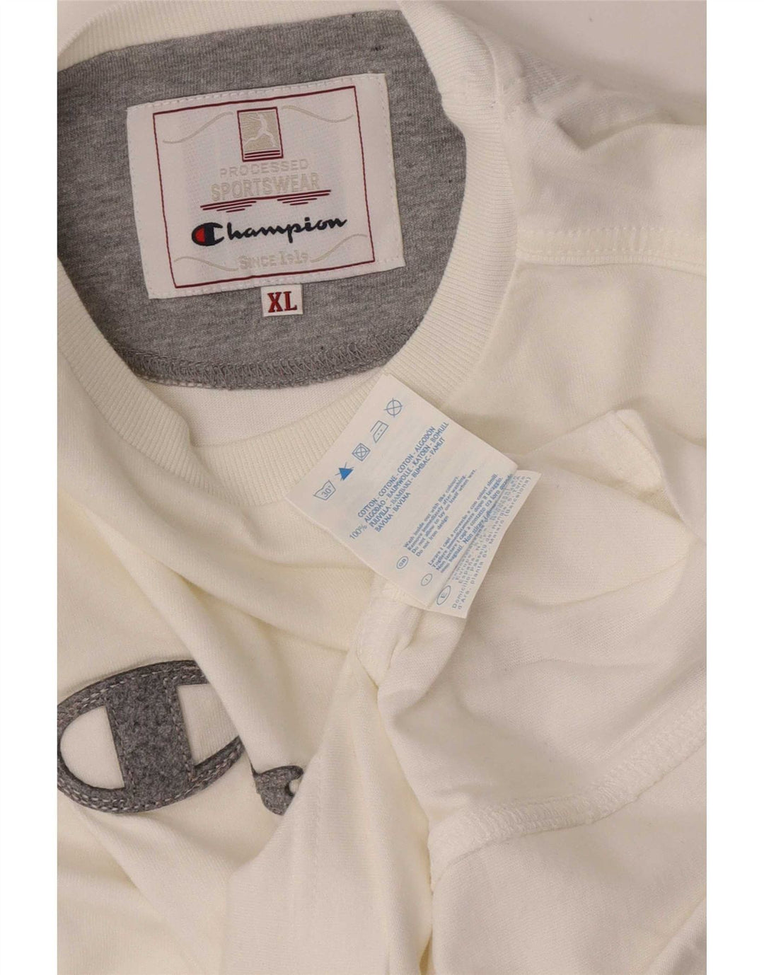 Champion Herren Graphic Top Langarm XL Weiße Baumwolle