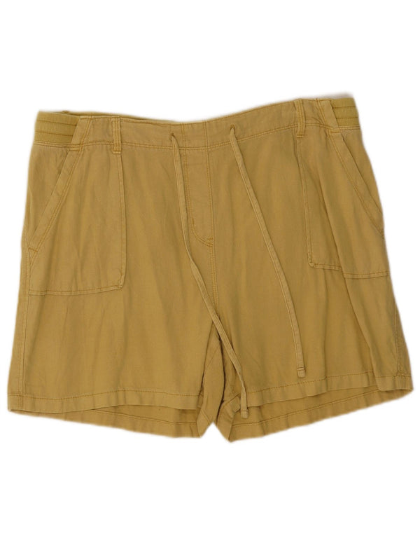 Marks & Spencer Damen Shorts UK 16 Large W34 Khaki Leinen
