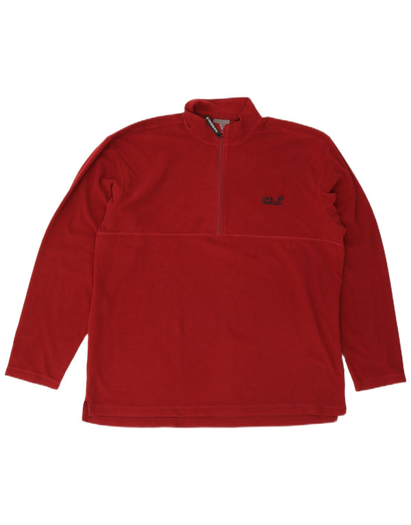 Jack Wolfskin Herren-Fleecepullover mit Reißverschluss am Hals, UK 48 2XL, rotes Polyester