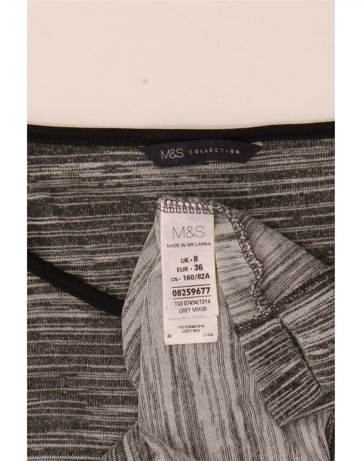Marks & Spencer Damen-Top, 3/4-Ärmel, UK-Größe 8, Größe S, grau gefleckte Viskose