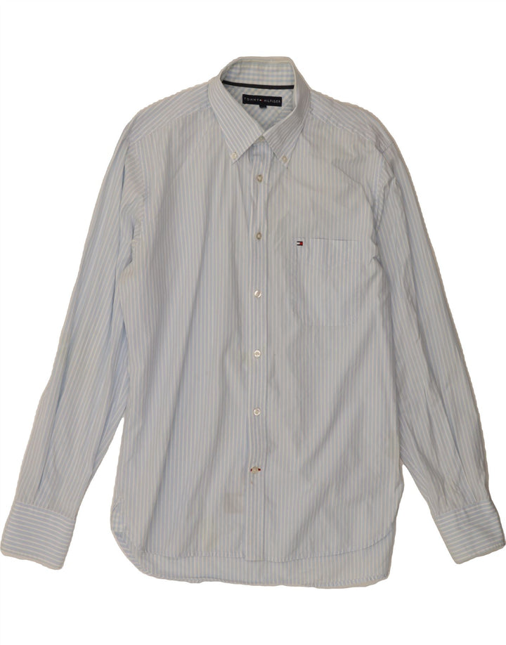 TOMMY HILFIGER Mens Shirt Large Blue Pinstripe Cotton Vintage Tommy Hilfiger and Second-Hand Tommy Hilfiger from Messina Hembry 
