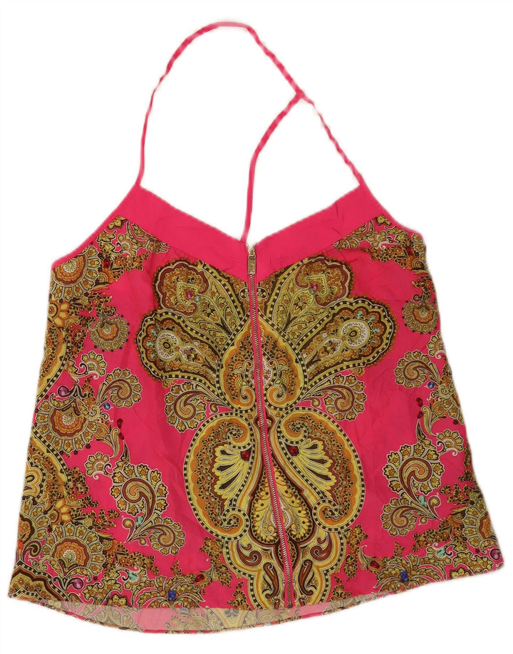 Ted Baker Damen Neckholder-Top UK 12 Mittelrosa Paisley-Polyester