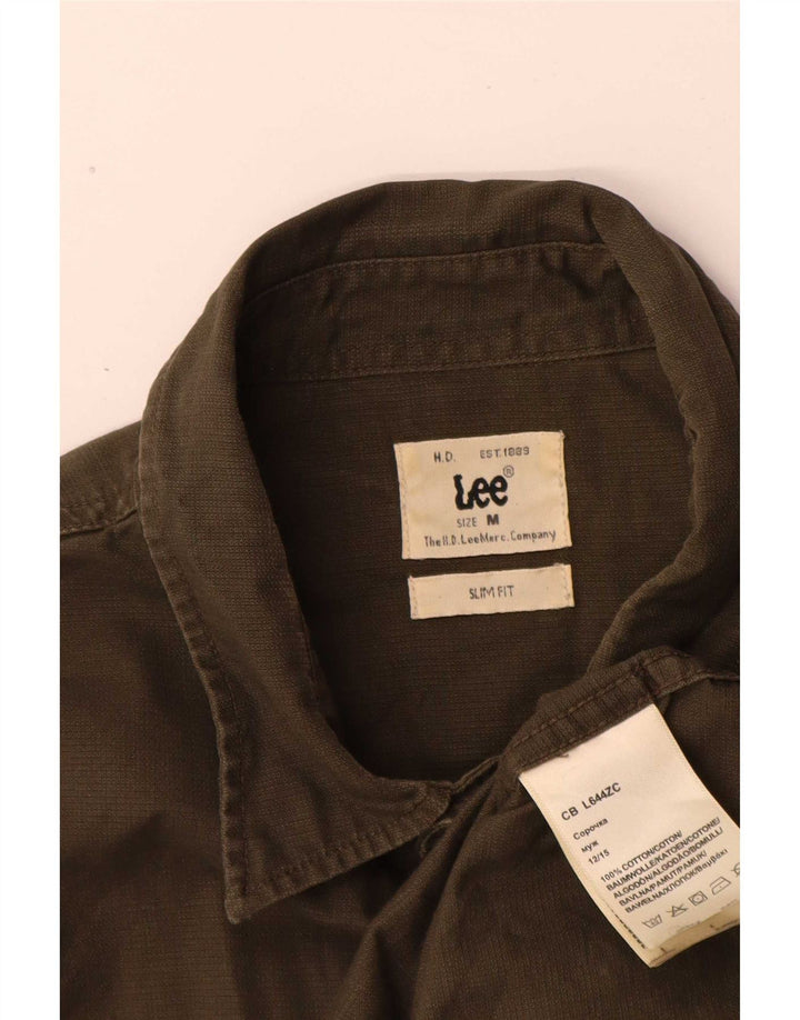Lee Herren-Slim-Fit-Hemd aus mittlerer Khaki-Baumwolle
