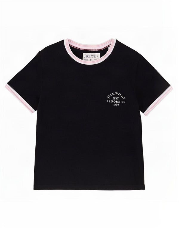 Jack Wills Damen-T-Shirt mit Grafik, Größe M, Marineblau, Baumwolle, UK 12