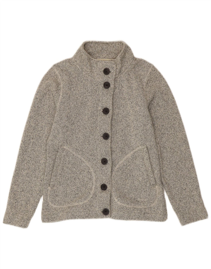 Rohan Damen-Cardigan-Pullover UK 10 Small Grau geflecktes Polyester