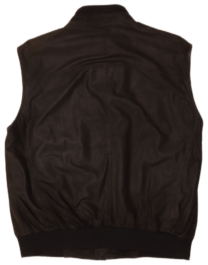 Striwa Herren Lederweste IT 58 4XL Schwarzes Leder