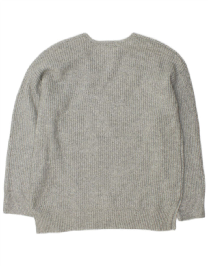 Marks & Spencer Damen-Pullover mit V-Ausschnitt, UK 14, Mittelgrau, Polyester