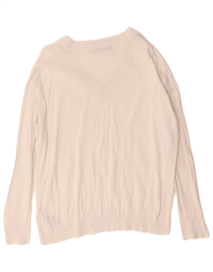 Marks & Spencer Damen-Pullover in Übergröße mit V-Ausschnitt, Gr. 12, Mittelweiß