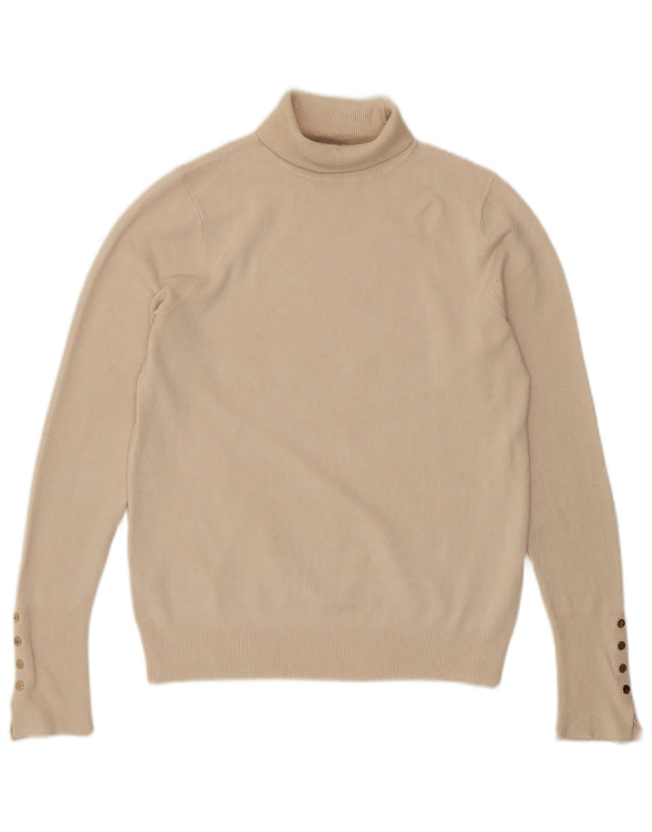 Zara Damen-Pullover mit Rollkragen, Gr. 12, mittlere, cremefarbene Viskose