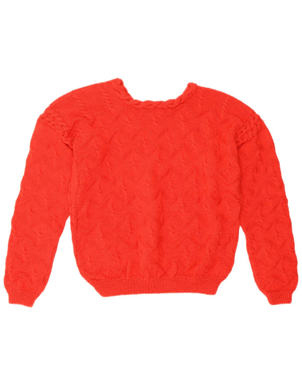 Vintage Damen Rundhalspullover Pullover UK 14 Groß Rot