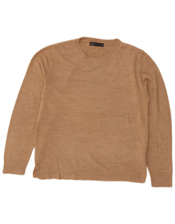 Marks & Spencer Damen-Pullover mit Rundhalsausschnitt, UK 14, Mittelbeige, Acryl