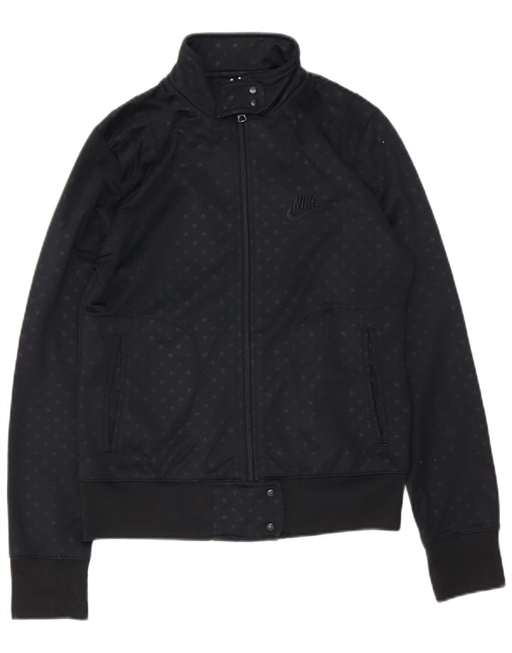 Nike Damen-Trainingsanzug-Top-Jacke UK 10/12 Medium Navy Blue Spotted