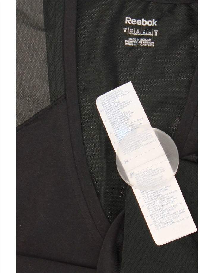 Reebok Damen-Trägershirt UK 12/14 Mittelschwarze Colourblock-Baumwolle