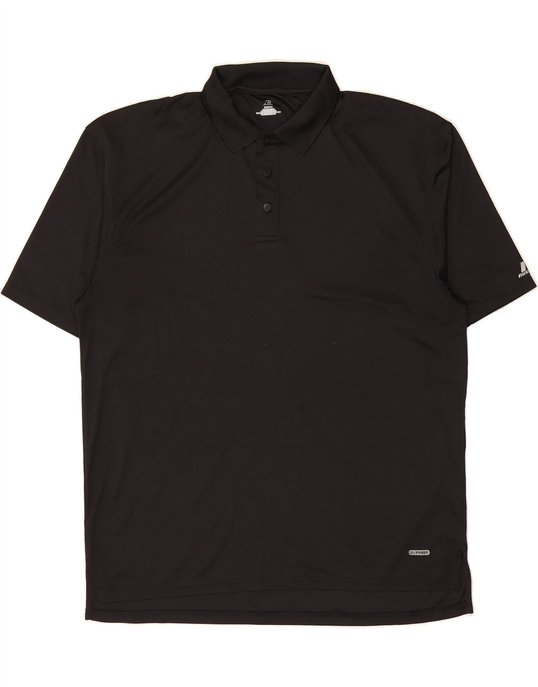 RUSSELL ATHLETIC Mens Polo Shirt XL Black Polyester Vintage Russell Athletic and Second-Hand Russell Athletic from Messina Hembry 