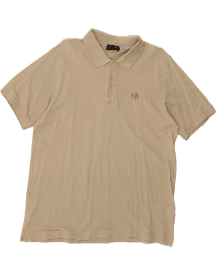 SERGIO TACCHINI Mens Polo Shirt IT 46 Small Beige Cotton Vintage Sergio Tacchini and Second-Hand Sergio Tacchini from Messina Hembry 