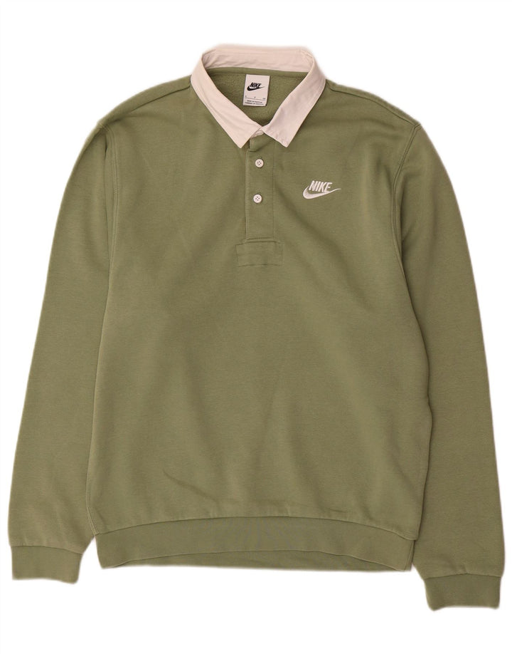 Nike Herren-Sweatshirt mit Polokragen, Größe S, grüne Baumwolle