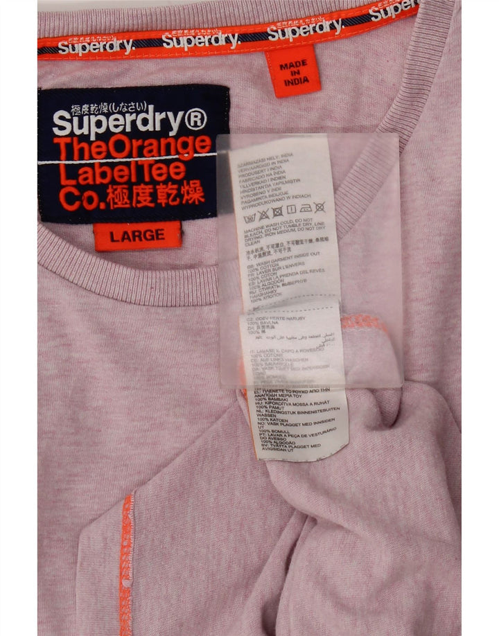 Superdry Damen T-Shirt Top UK 16 Large Rosa Baumwolle