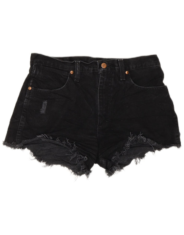 WRANGLER Damen Distressed Denim Shorts W32 Large Schwarz