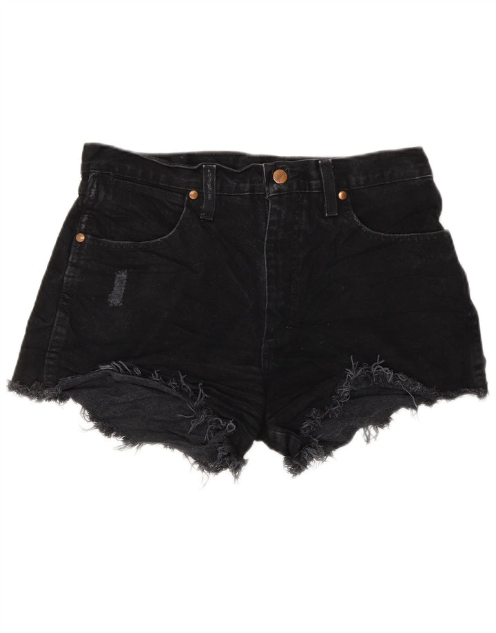 WRANGLER Damen Distressed Denim Shorts W32 Large Schwarz