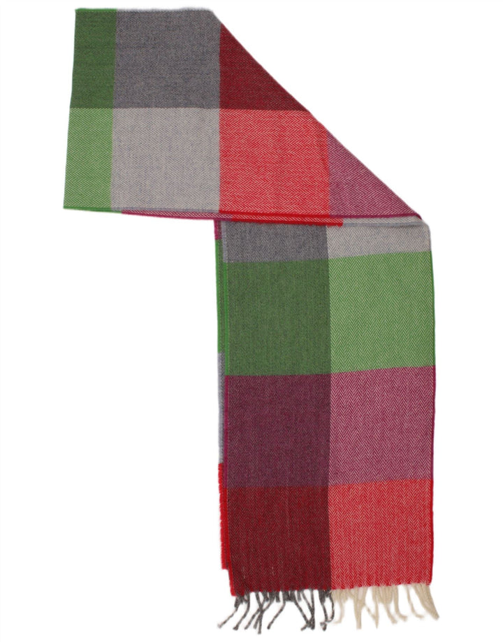 MCNUTT Womens Rectangle Scarf One Size Multicoloured Check Lambswool