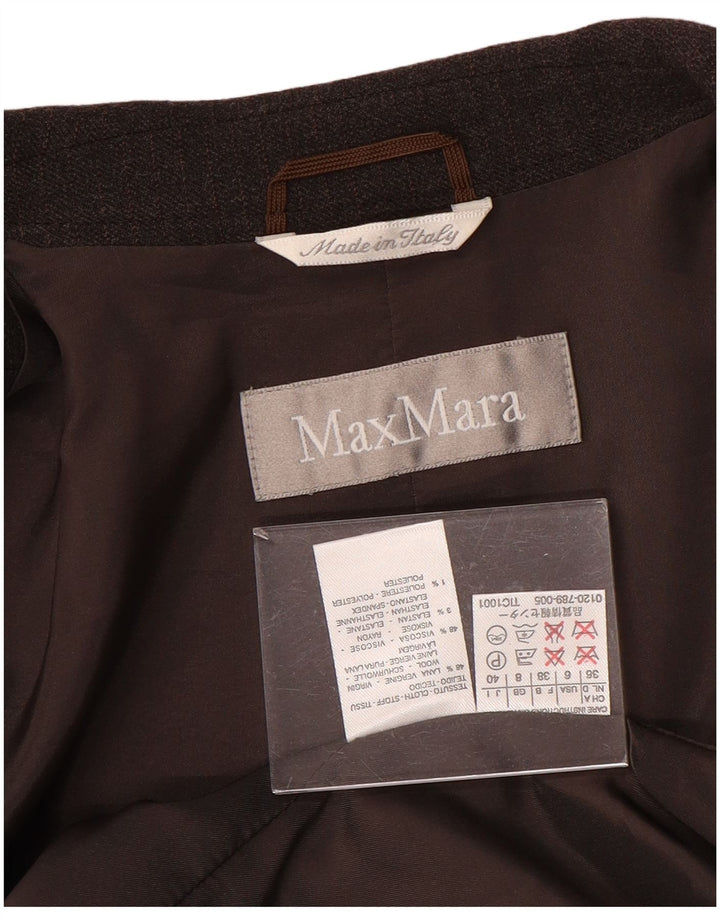 MAX MARA Damen-Blazerjacke mit 2 Knöpfen, UK 8, kleine braune Wolle