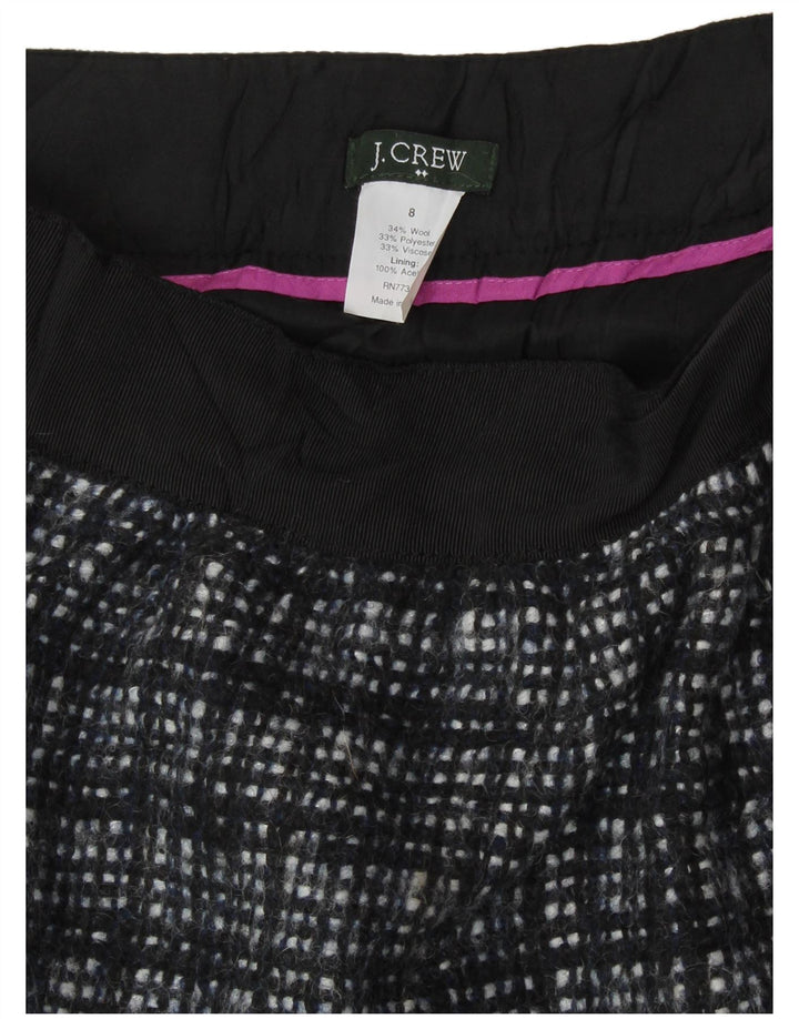 J. CREW Damen Minirock US 8 Medium W30 Schwarz karierte Wolle