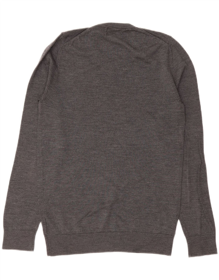 MARKS & SPENCER Herren-Pullover mit V-Ausschnitt, Größe S, graue Merinowolle