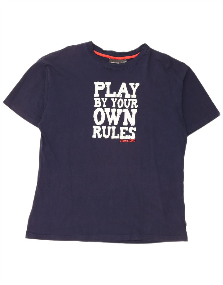 Reebok Herren-T-Shirt mit Grafik, groß, marineblau, Baumwolle