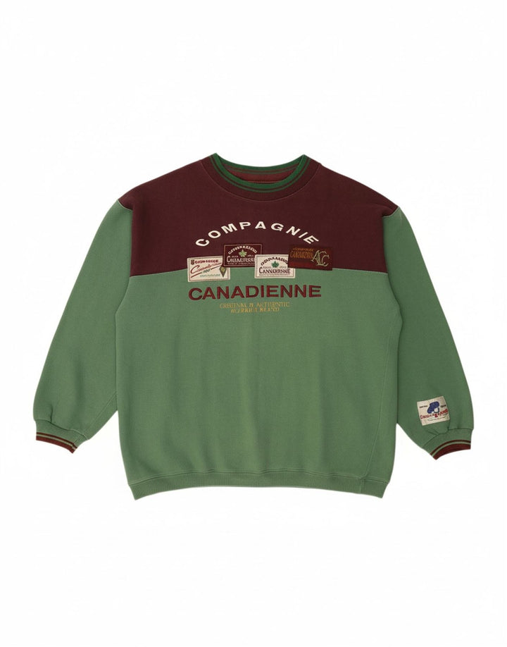 COMPAGNIE CANADIENNE Mens Sweatshirt Jumper Large Green Colourblock