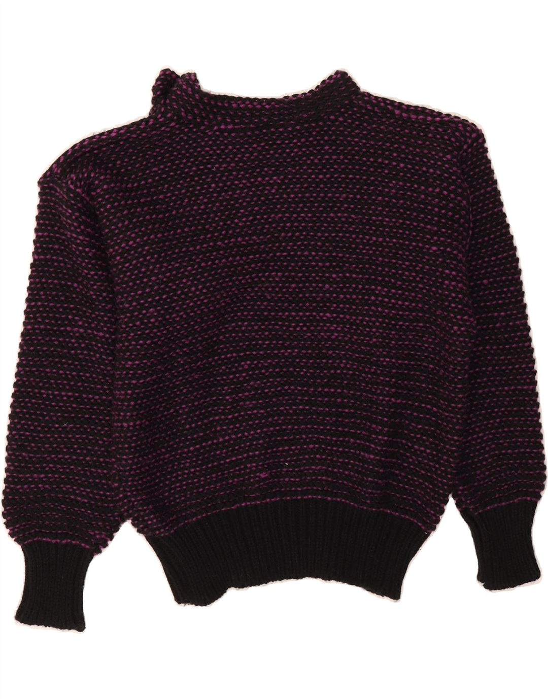 VINTAGE Womens Turtle Neck Jumper Sweater UK 14 Medium Purple Striped Vintage Vintage and Second-Hand Vintage from Messina Hembry 