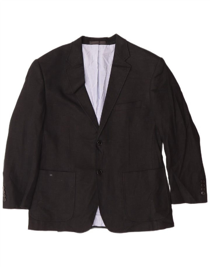 MARKS & SPENCER Herren-Blazer mit 2 Knöpfen, Gr. 40, Größe L, Schwarz, Leinen