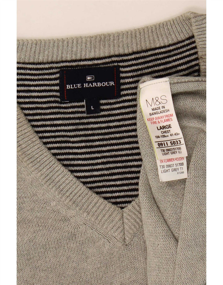 Marks & Spencer Herren-Tanktop „Harbor“ aus blauer Baumwolle, groß, grau gesprenkelt
