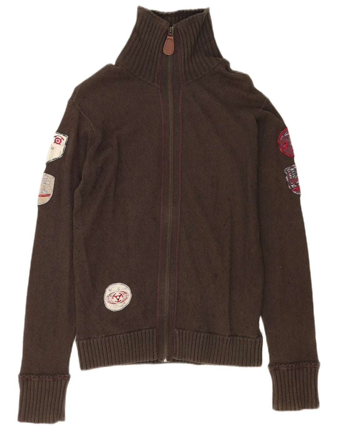 Diesel Herren-Cardigan mit Grafik, groß, Khaki, Baumwolle
