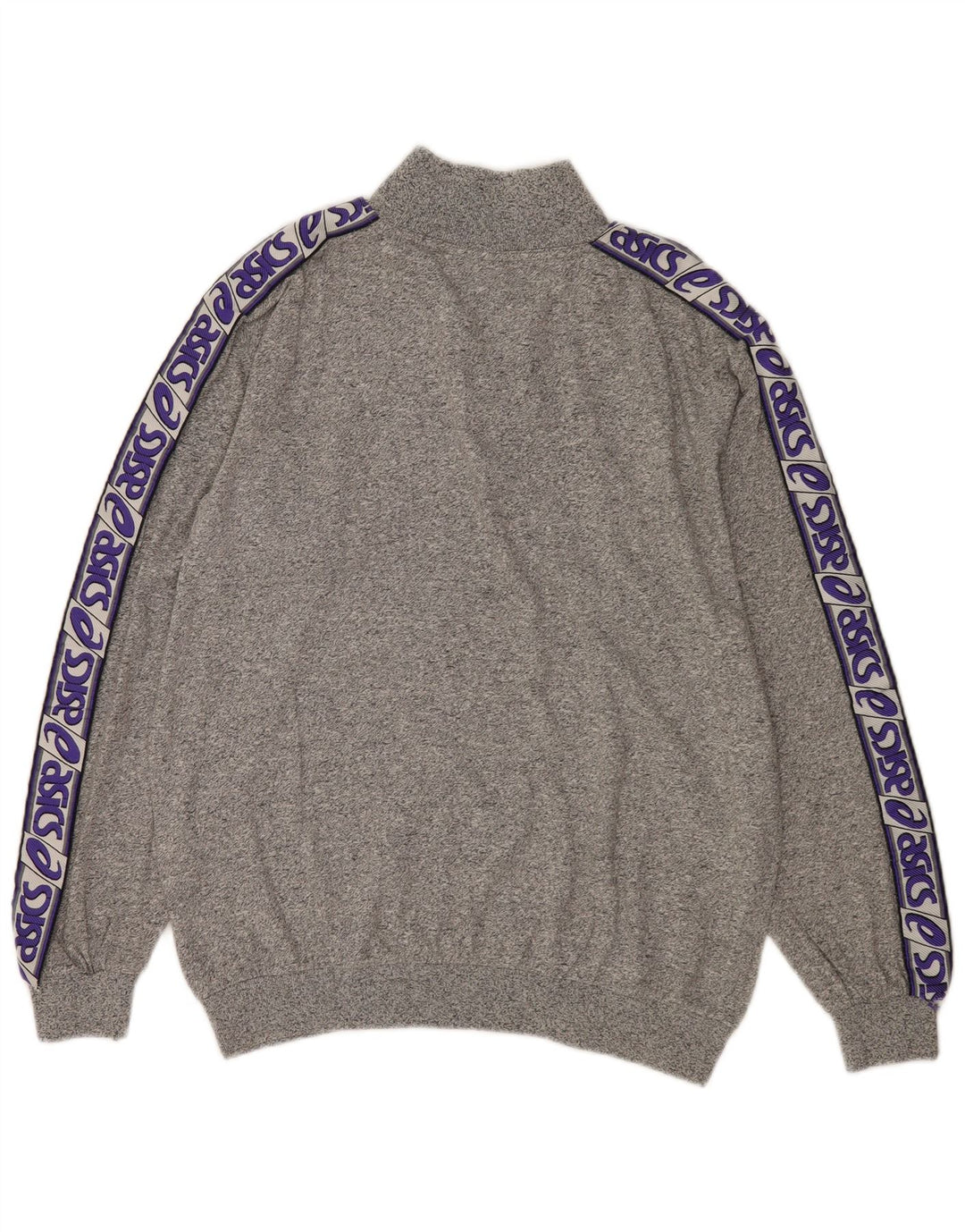 Asics Herren-Sweatshirt mit grafischem Reißverschluss und großem Kragen aus grau gefleckter Baumwolle