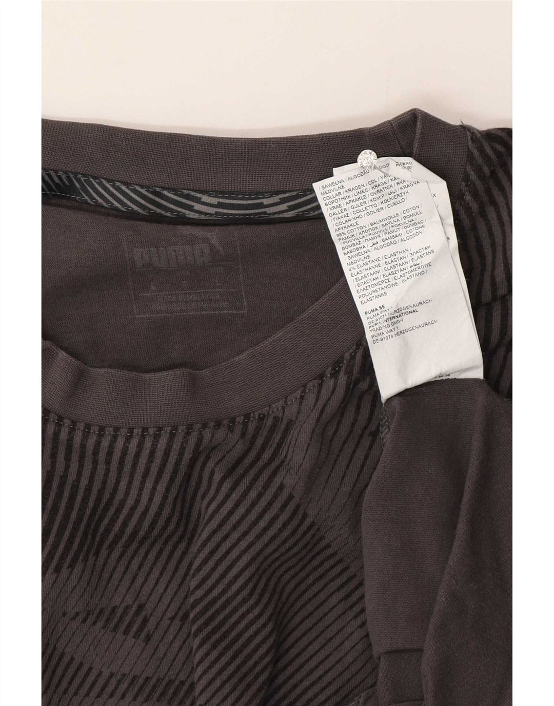 Puma Herren T-Shirt Top Große graue geometrische Baumwolle