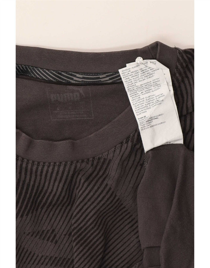 Puma Herren T-Shirt Top Große graue geometrische Baumwolle