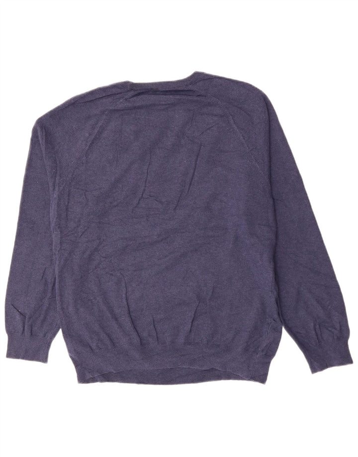 FRENCH CONNECTION Herren-Pullover mit Rundhalsausschnitt, groß, marineblaue Baumwolle