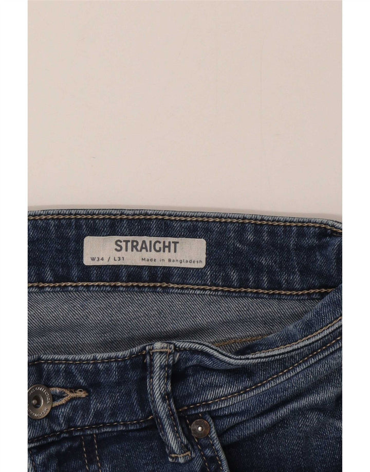 Marks & Spencer Herren Straight Jeans W34 L31 Blaue Baumwolle