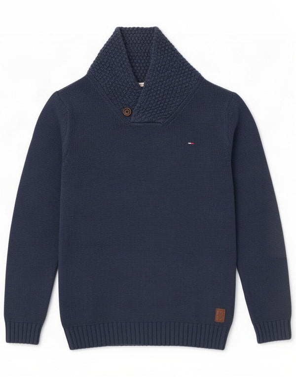 Tommy Hilfiger Herren-Pullover mit Schalkragen, 2XL, Marineblau, Baumwolle