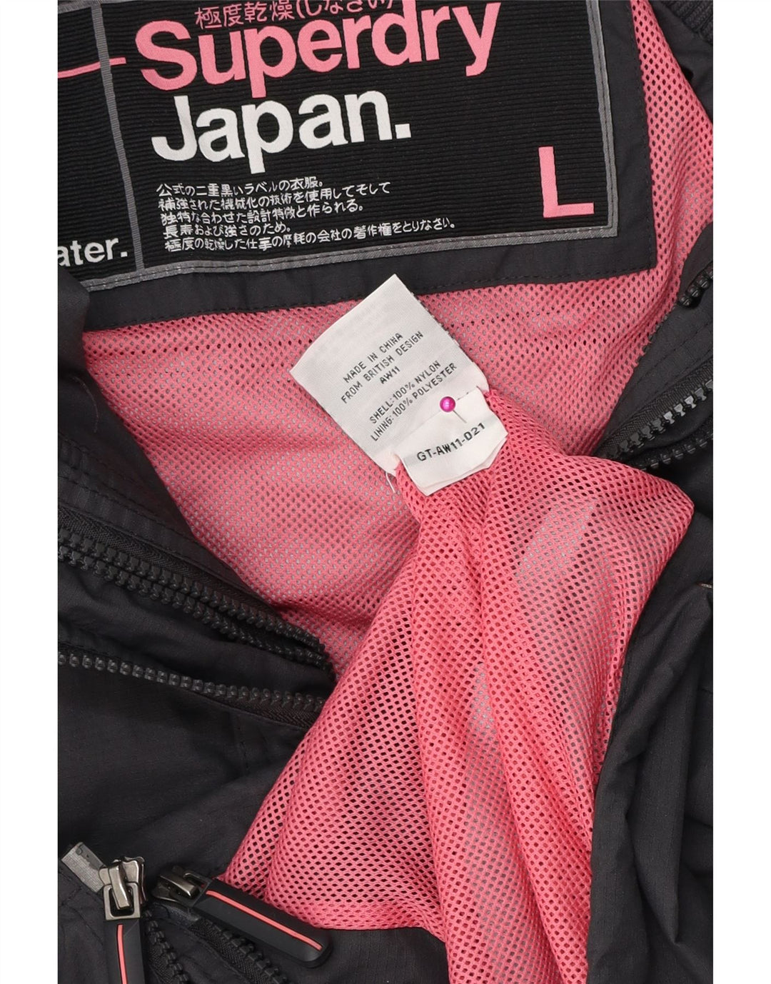 SUPERDRY Damen-Regenjacke mit Grafik, UK 16, Größe L, Grau, Polyester