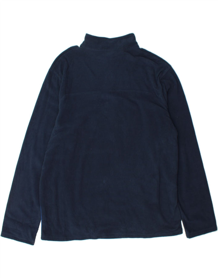 REEBOK Mens Zip Neck Fleece Jumper XL Navy Blue Colourblock Polyester Vintage Reebok and Second-Hand Reebok from Messina Hembry 
