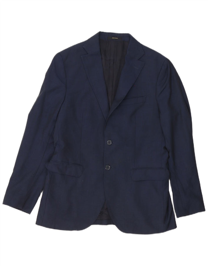 Massimo Dutti Herren-Blazer mit 2 Knöpfen, IT 48, mittelmarineblaue Wolle