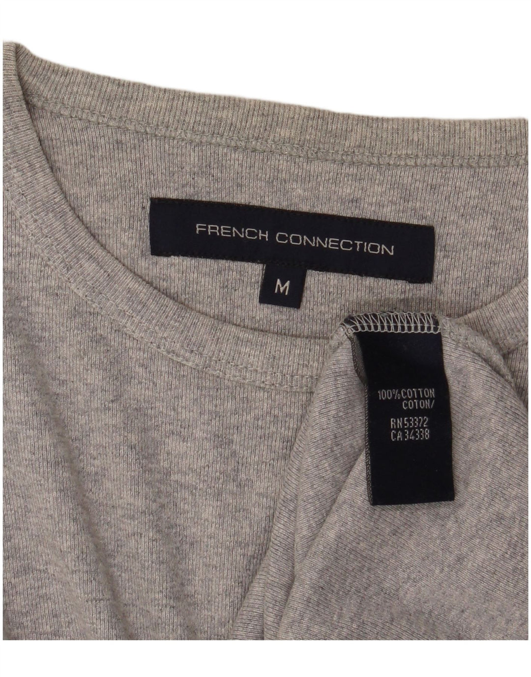 French Connection Herren-Oberteil, langärmelig, mittelgrau gesprenkelte Baumwolle