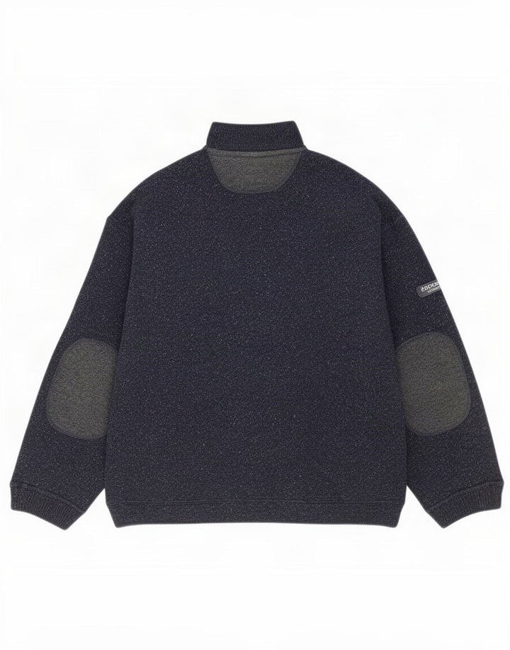 Colmar Herren-Pullover mit Reißverschluss am Hals, mittlere marineblau gesprenkelte Wolle