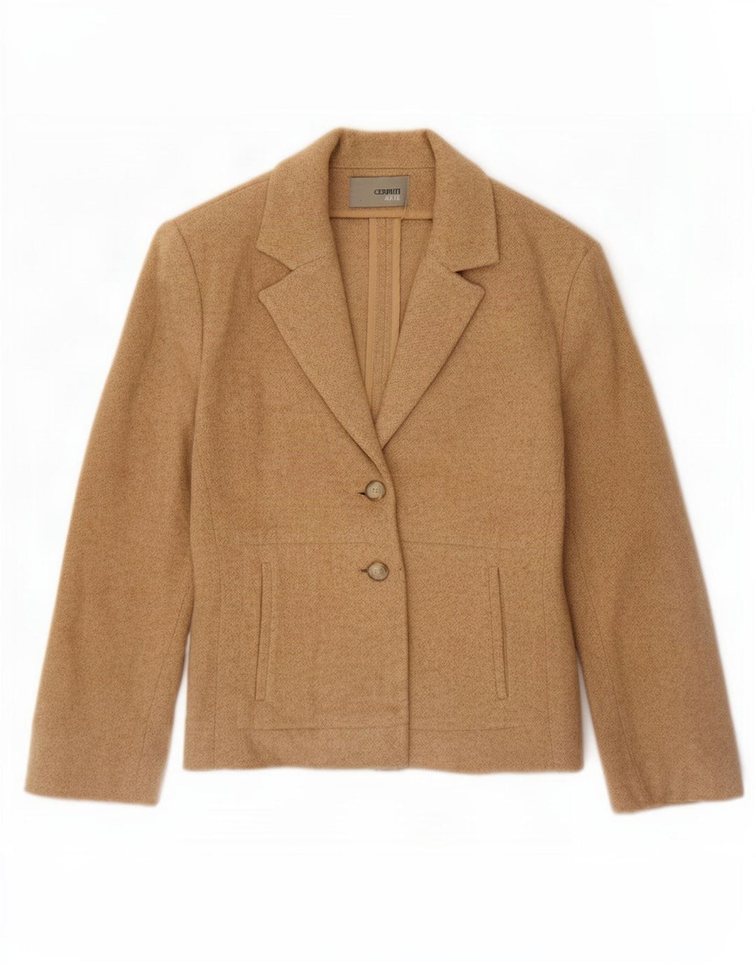Cerruti Damen 2-Knopf-Blazerjacke EU 36 Small Beige Camelhair