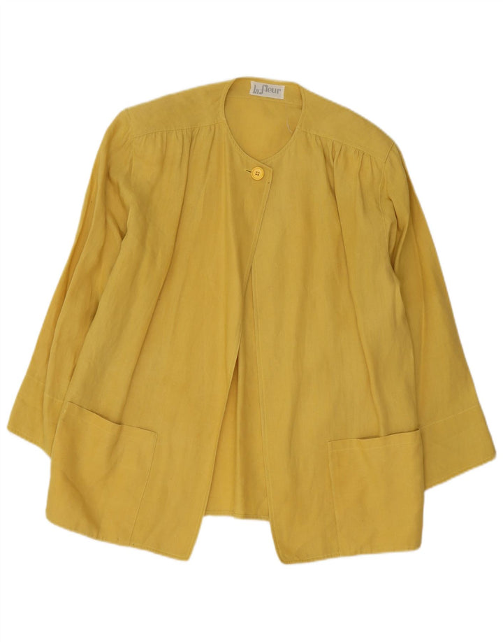 Vintage Damen 1 Knopf Blazer Jacke UK 16 Groß Gelb