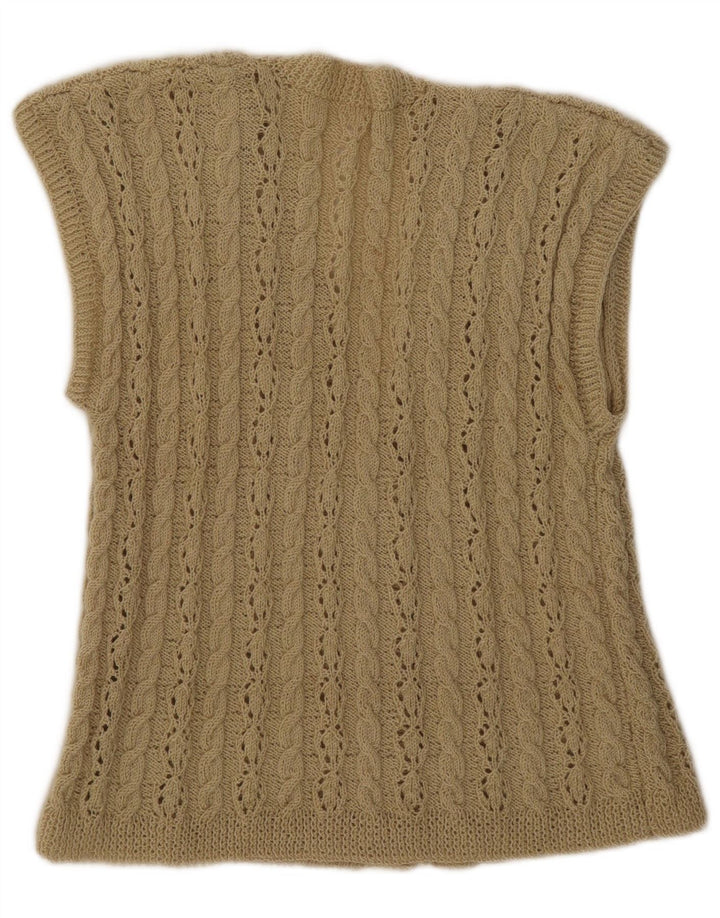 Vintage Damen Ärmelloser Cardigan Pullover UK 14 Mittelgrün